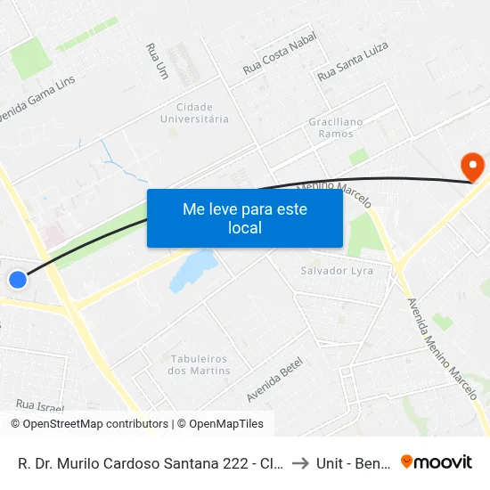 R. Dr. Murilo Cardoso Santana 222 - Clima Bom Maceió - Al 57071-150 Brasil to Unit - Benedito Bentes map