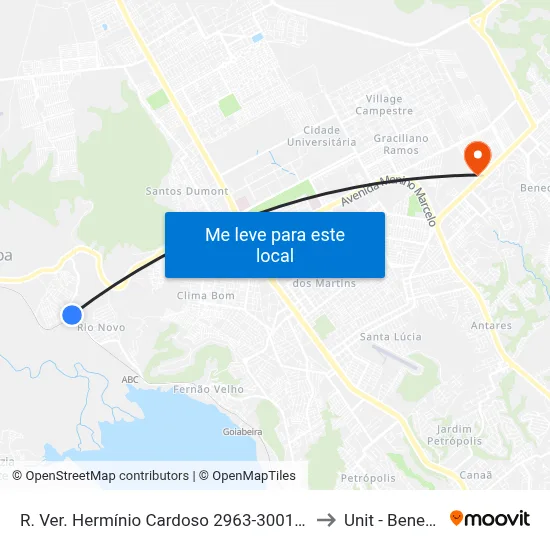 R. Ver. Hermínio Cardoso 2963-3001 - Rio Novo Maceió - Al Brasil to Unit - Benedito Bentes map