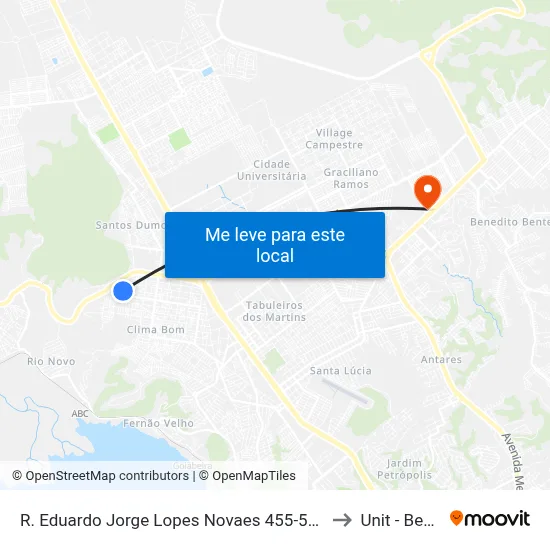 R. Eduardo Jorge Lopes Novaes 455-515 - Clima Bom Maceió - Al 57071-060 Brasil to Unit - Benedito Bentes map