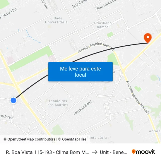 R. Boa Vista 115-193 - Clima Bom Maceió - Al 57071-041 Brasil to Unit - Benedito Bentes map