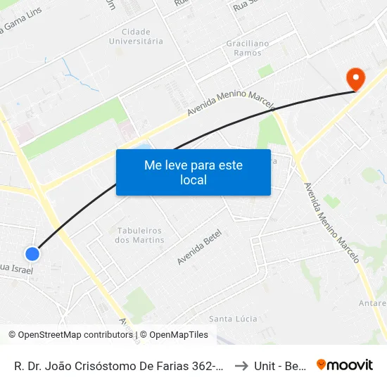 R. Dr. João Crisóstomo De Farias 362-476 - Clima Bom Maceió - Al 57071-090 Brasil to Unit - Benedito Bentes map