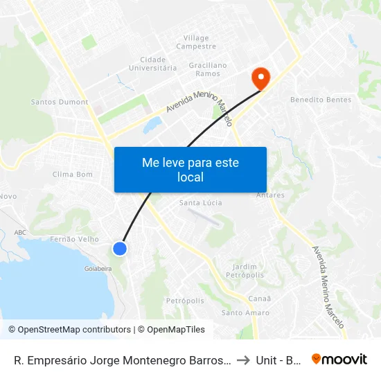 R. Empresário Jorge Montenegro Barros 3413-3517 - Santa Amelia Maceió - Al 57063-000 Brasil to Unit - Benedito Bentes map