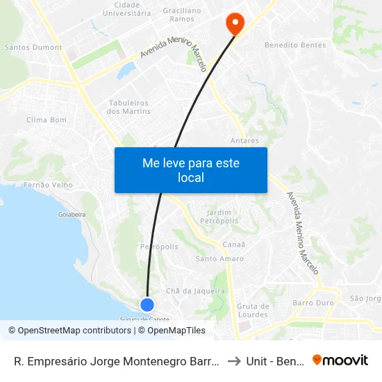 R. Empresário Jorge Montenegro Barros 2-392 Maceió - Al 57045-055 Brasil to Unit - Benedito Bentes map