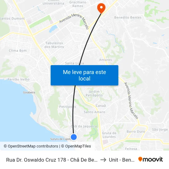 Rua Dr. Oswaldo Cruz 178 - Chã De Bebedouro Maceió - Al 57018-630 Brasil to Unit - Benedito Bentes map