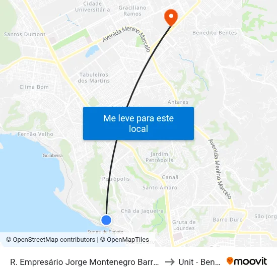 R. Empresário Jorge Montenegro Barros 2-392 Maceió - Al 57045-055 Brasil to Unit - Benedito Bentes map