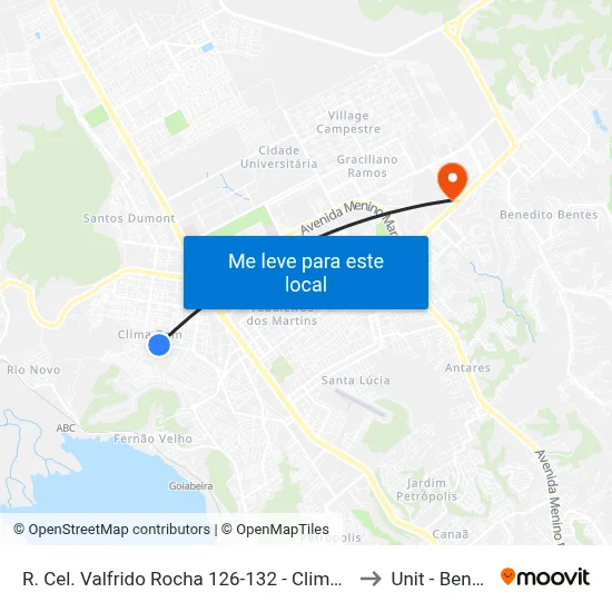 R. Cel. Valfrido Rocha 126-132 - Clima Bom Maceió - Al 57071-070 Brasil to Unit - Benedito Bentes map
