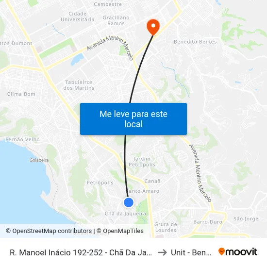 R. Manoel Inácio 192-252 - Chã Da Jaqueira Maceió - Al 57018-560 Brasil to Unit - Benedito Bentes map