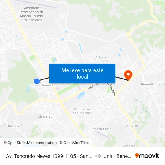 Av. Tancredo Neves 1099-1105 - Santos Dumont Maceió - Al Brasil to Unit - Benedito Bentes map