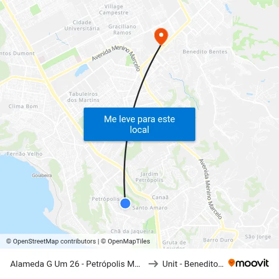 Alameda G Um 26 - Petrópolis Maceió - Al Brasil to Unit - Benedito Bentes map
