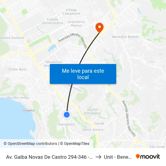 Av. Galba Novas De Castro 294-346 - Petrópolis Maceió - Al Brasil to Unit - Benedito Bentes map