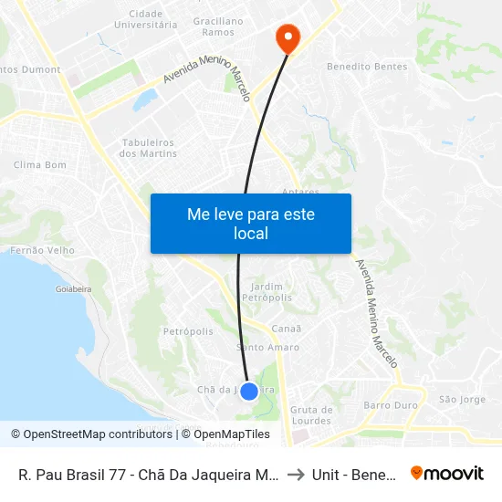 R. Pau Brasil 77 - Chã Da Jaqueira Maceió - Al 57018-542 Brasil to Unit - Benedito Bentes map