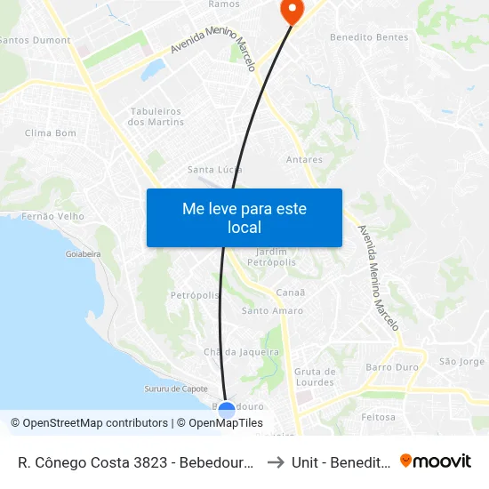 R. Cônego Costa 3823 - Bebedouro Maceió - Al Brasil to Unit - Benedito Bentes map