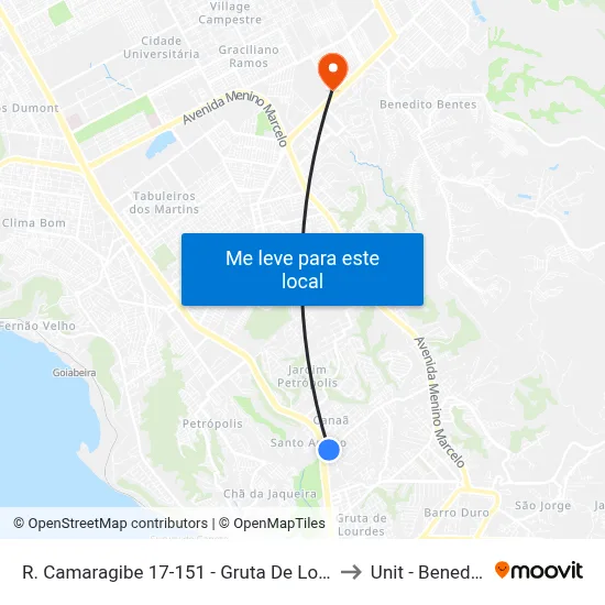 R. Camaragibe 17-151 - Gruta De Lourdes Maceió - Al Brasil to Unit - Benedito Bentes map