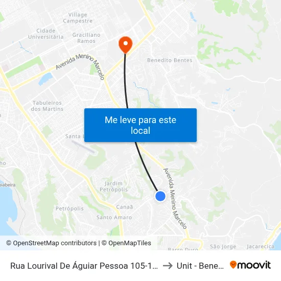 Rua Lourival De Águiar Pessoa 105-127 - Serraria Maceió - Al Brasil to Unit - Benedito Bentes map