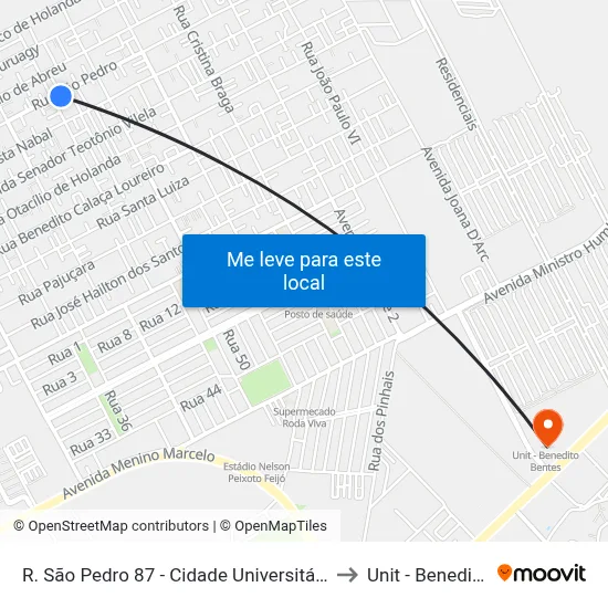 R. São Pedro 87 - Cidade Universitária Maceió - Al Brasil to Unit - Benedito Bentes map