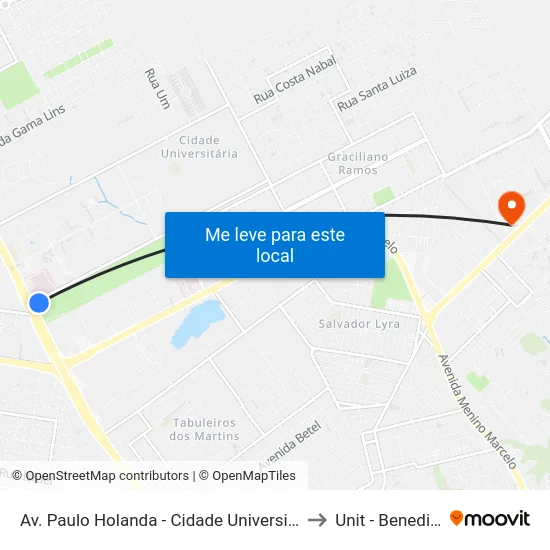 Av. Paulo Holanda - Cidade Universitária Maceió - Al Brasil to Unit - Benedito Bentes map