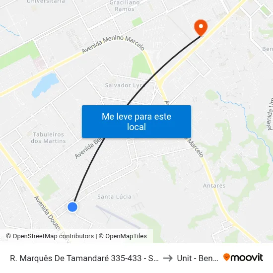 R. Marquês De Tamandaré 335-433 - Santa Lúcia Maceió - Al 57082-090 Brasil to Unit - Benedito Bentes map