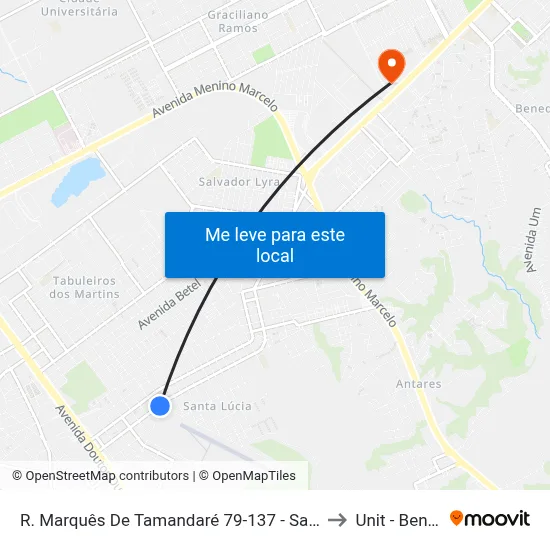 R. Marquês De Tamandaré 79-137 - Santa Lúcia Maceió - Al 57082-090 Brasil to Unit - Benedito Bentes map