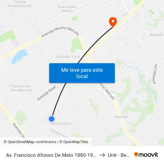 Av. Francisco Afonso De Melo 1880-1942 - Santa Lúcia Maceió - Al 57082-065 Brasil to Unit - Benedito Bentes map