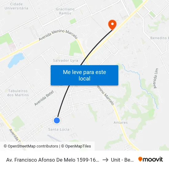 Av. Francisco Afonso De Melo 1599-1669 - Santa Lúcia Maceió - Al 57082-065 Brasil to Unit - Benedito Bentes map