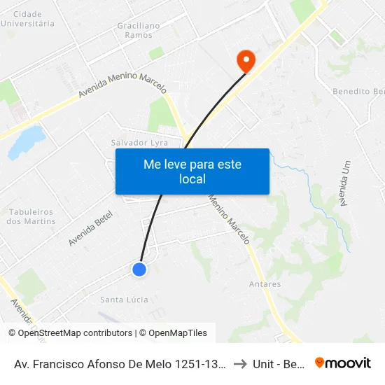 Av. Francisco Afonso De Melo 1251-1319 - Santa Lúcia Maceió - Al 57082-065 Brasil to Unit - Benedito Bentes map
