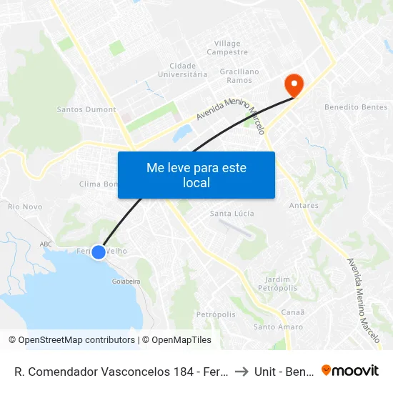 R. Comendador Vasconcelos 184 - Fernão Velho Maceió - Al 57070-070 Brasil to Unit - Benedito Bentes map