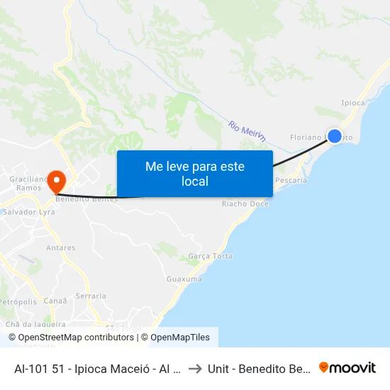 Al-101 51 - Ipioca Maceió - Al Brasil to Unit - Benedito Bentes map