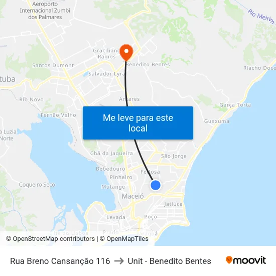 Rua Breno Cansanção 116 to Unit - Benedito Bentes map
