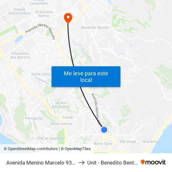 Avenida Menino Marcelo 9370 to Unit - Benedito Bentes map