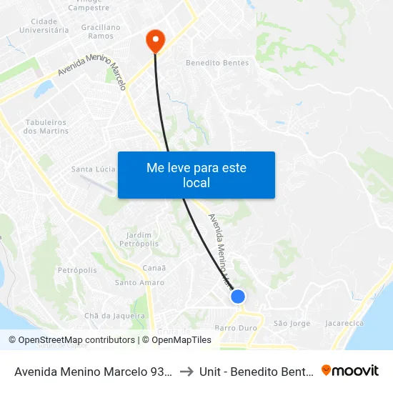Avenida Menino Marcelo 9370 to Unit - Benedito Bentes map
