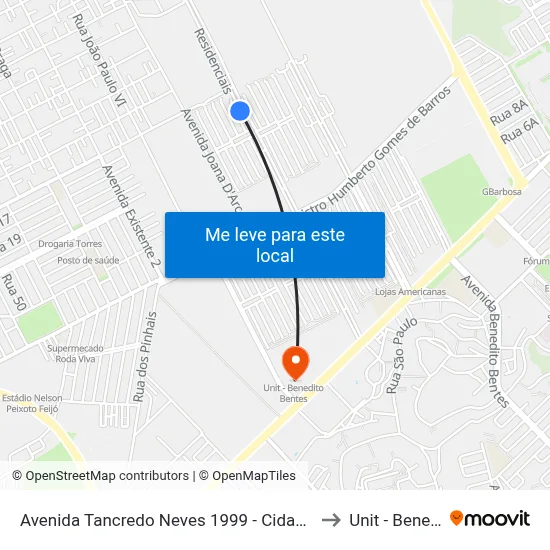Avenida Tancredo Neves 1999 - Cidade Universitária Maceió - Al Brasil to Unit - Benedito Bentes map