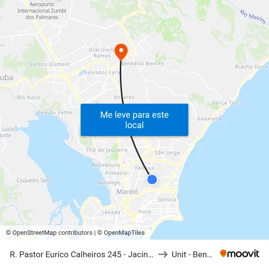 R. Pastor Euríco Calheiros 245 - Jacintinho Maceió - Al 57041-620 Brasil to Unit - Benedito Bentes map