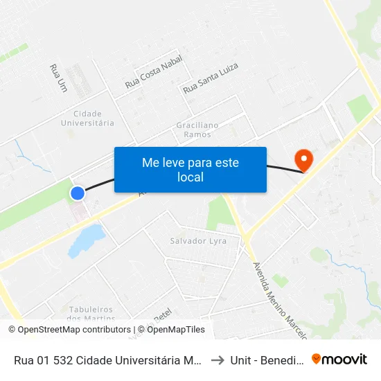 Rua 01 532 Cidade Universitária Maceió - Alagoas Brasil to Unit - Benedito Bentes map