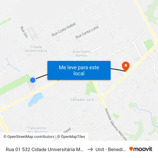 Rua 01 532 Cidade Universitária Maceió - Alagoas Brasil to Unit - Benedito Bentes map