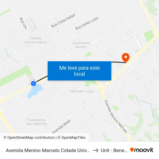 Avenida Menino Marcelo Cidade Universitária Maceió - Alagoas Brasil to Unit - Benedito Bentes map