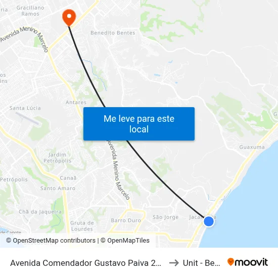 Avenida Comendador Gustavo Paiva 2061 Jacarecica Maceió - Alagoas 57033 Brasil to Unit - Benedito Bentes map