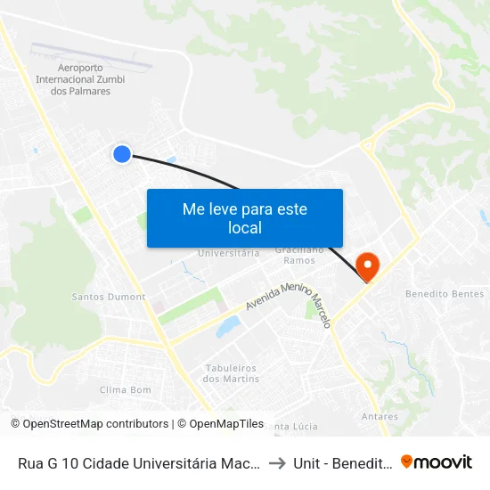 Rua G 10 Cidade Universitária Maceió - Alagoas Brasil to Unit - Benedito Bentes map