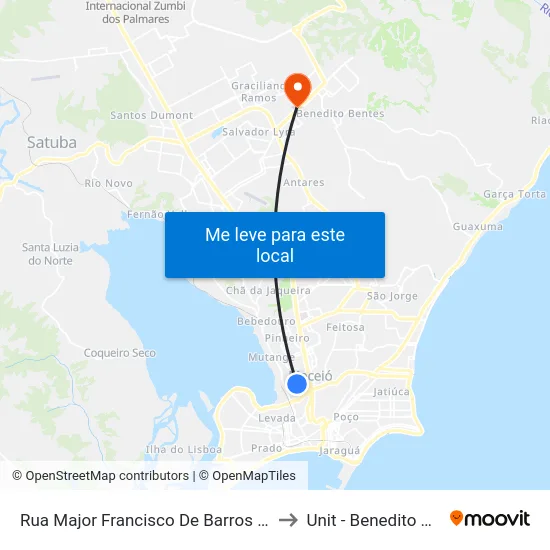 Rua Major Francisco De Barros Rêgo 223 to Unit - Benedito Bentes map