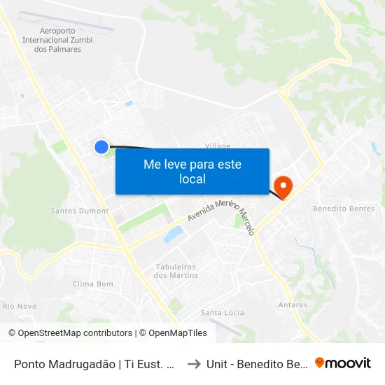 Ponto Madrugadão | Ti Eust. Gomes to Unit - Benedito Bentes map