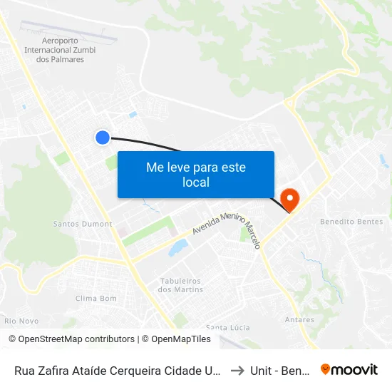 Rua Zafira Ataíde Cerqueira Cidade Universitária Maceió - Alagoas Brasil to Unit - Benedito Bentes map