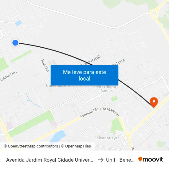 Avenida Jardim Royal Cidade Universitária Maceió - Alagoas Brasil to Unit - Benedito Bentes map