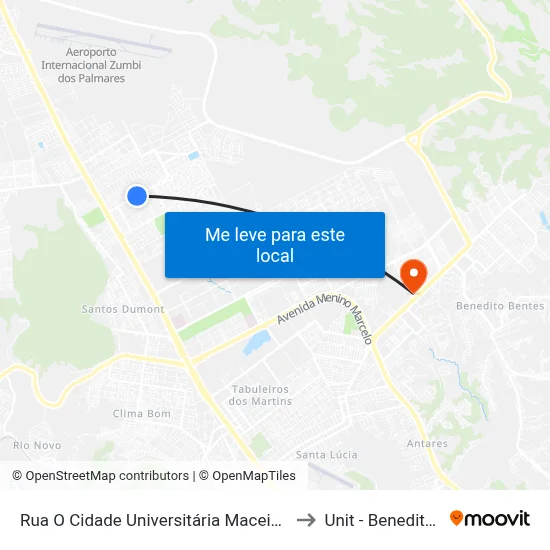 Rua O Cidade Universitária Maceió - Alagoas Brasil to Unit - Benedito Bentes map