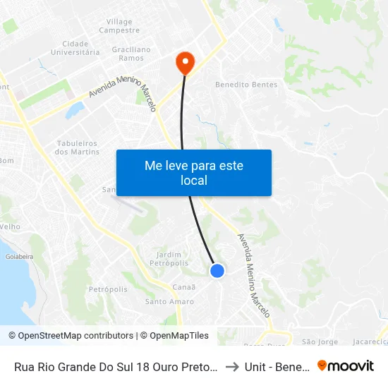 Rua Rio Grande Do Sul 18 Ouro Preto Maceió - Alagoas 57046 Brasil to Unit - Benedito Bentes map