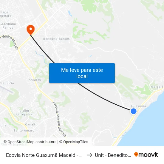 Ecovia Norte Guaxumã Maceió - Alagoas Brasil to Unit - Benedito Bentes map