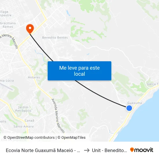 Ecovia Norte Guaxumã Maceió - Alagoas Brasil to Unit - Benedito Bentes map
