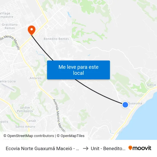 Ecovia Norte Guaxumã Maceió - Alagoas Brasil to Unit - Benedito Bentes map