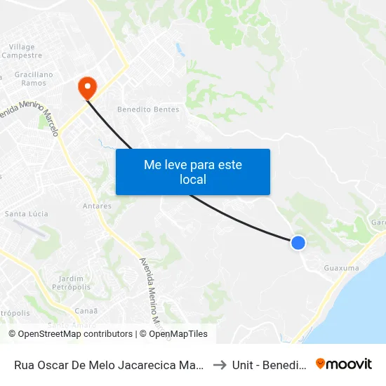 Rua Oscar De Melo Jacarecica Maceió - Alagoas Brasil to Unit - Benedito Bentes map