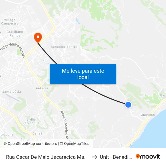 Rua Oscar De Melo Jacarecica Maceió - Alagoas Brasil to Unit - Benedito Bentes map