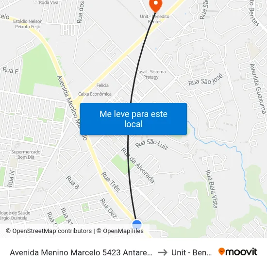 Avenida Menino Marcelo 5423 Antares Maceió - Alagoas 57083-000 Brasil to Unit - Benedito Bentes map
