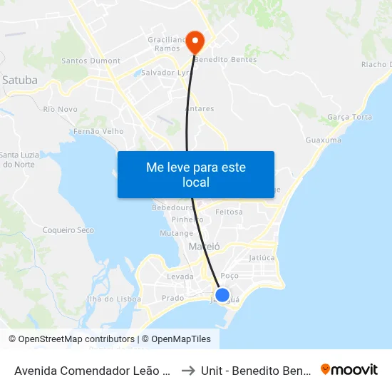 Avenida Comendador Leão 293 to Unit - Benedito Bentes map